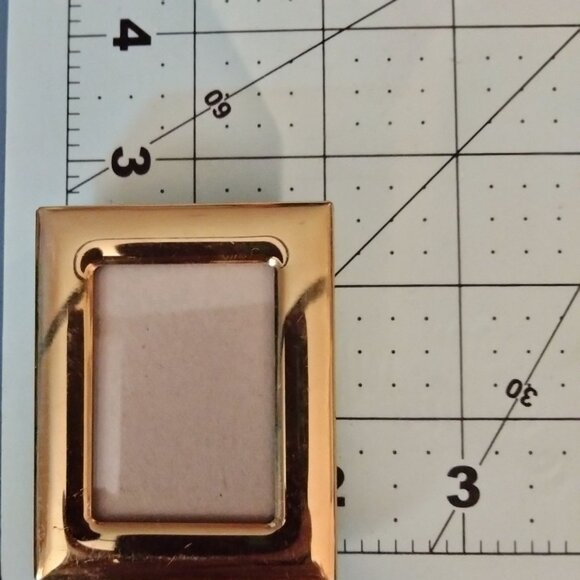 Miniature Gold Tone Metal Photo Frame 2 x 2 inch Picture Stand Desktop - Picture 6 of 7